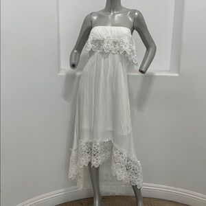 Solitaire Swim Strapless Hi/Lo Dress White Size S